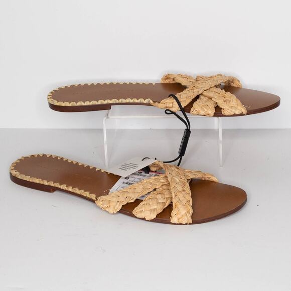 NWT Zara Women's Sandals Slides Boho Coastal Beachy Countryside Minimalist 9 AR - Picture 1 of 5